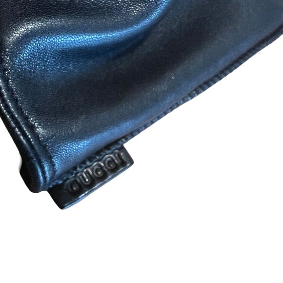 GUCCI: Black,  Leather & Logo Glove #1375 - Picture 6 of 8